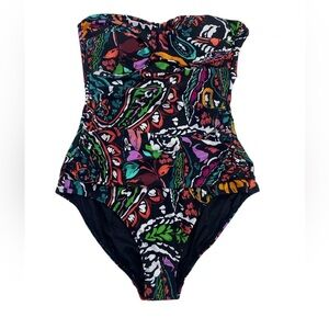 NWT Anne Cole Women's Petaly Paisley Twist Front Shirred One Piece Swimsuit S